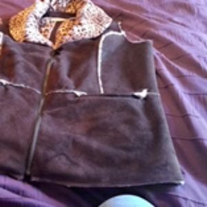 Chicos faux suede and leopard vest